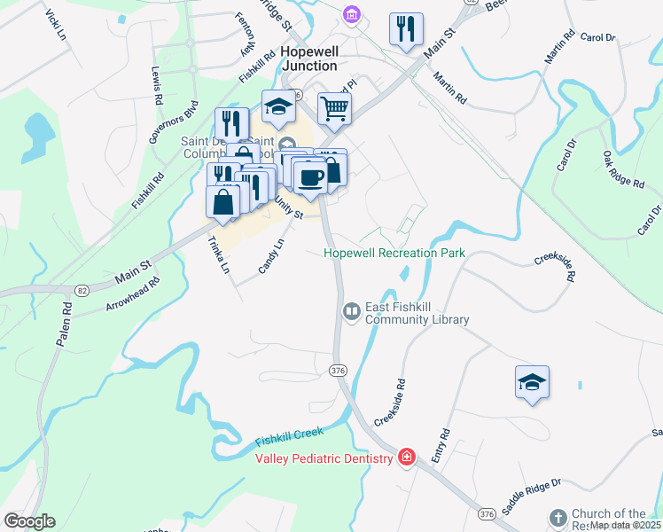 map of restaurants, bars, coffee shops, grocery stores, and more near 390 New York 376 in Hopewell Junction