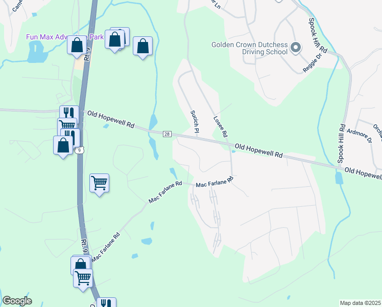 map of restaurants, bars, coffee shops, grocery stores, and more near 17 White Gate Road in Wappingers Falls