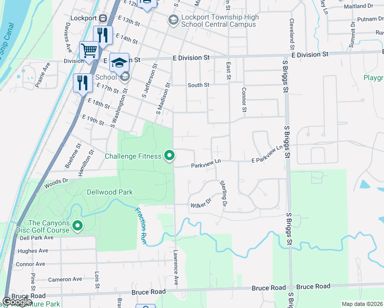 map of restaurants, bars, coffee shops, grocery stores, and more near 2009 Princess Court in Lockport