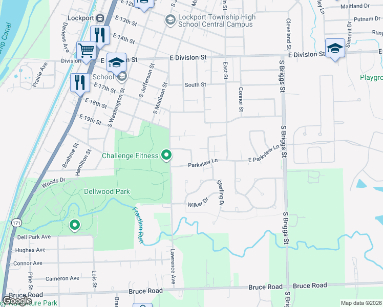 map of restaurants, bars, coffee shops, grocery stores, and more near 540 Charles Street in Lockport