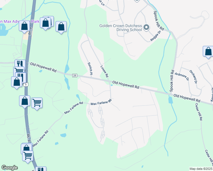 map of restaurants, bars, coffee shops, grocery stores, and more near 4 White Gate Road in Wappingers Falls