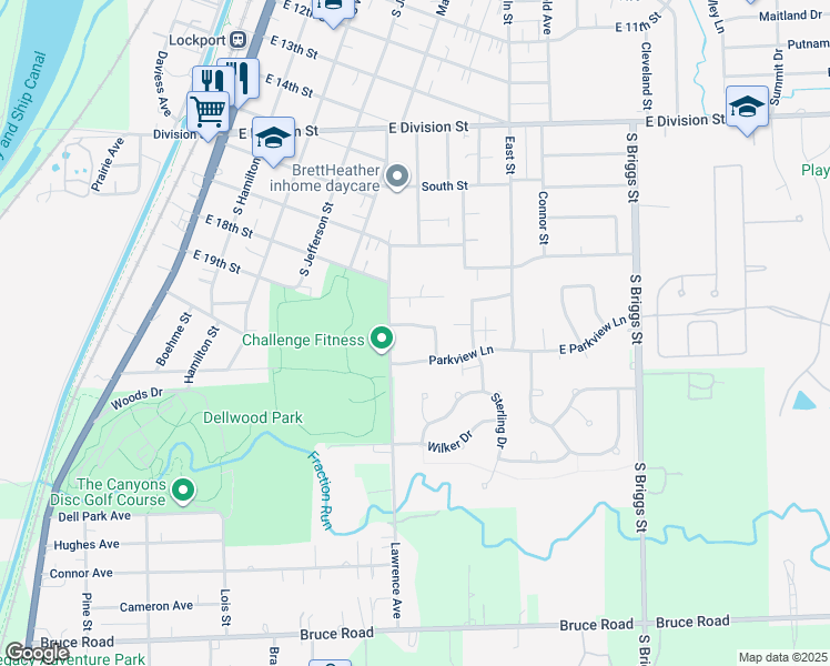 map of restaurants, bars, coffee shops, grocery stores, and more near 540 Charles Street in Lockport
