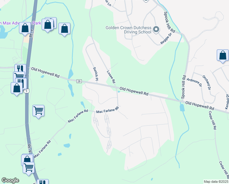 map of restaurants, bars, coffee shops, grocery stores, and more near 4 White Gate Road in Wappingers Falls