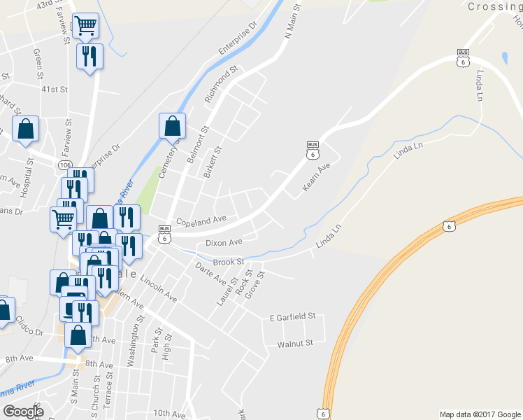 map of restaurants, bars, coffee shops, grocery stores, and more near 80 Canaan Street in Carbondale