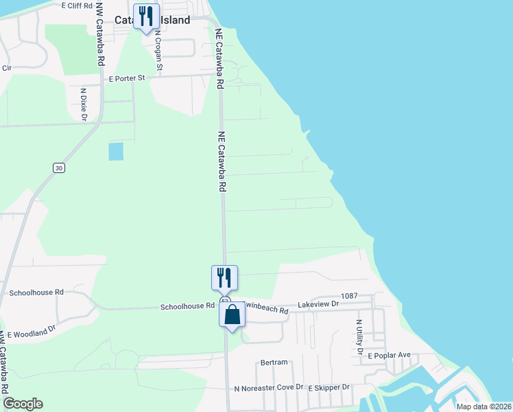 map of restaurants, bars, coffee shops, grocery stores, and more near 564 Twin Beach in Port Clinton
