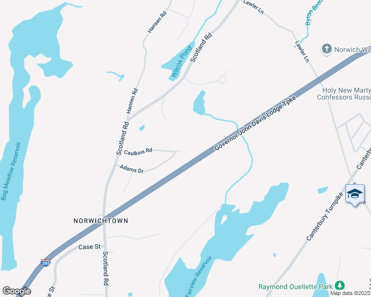 map of restaurants, bars, coffee shops, grocery stores, and more near 42 Caulkins Road in Norwich