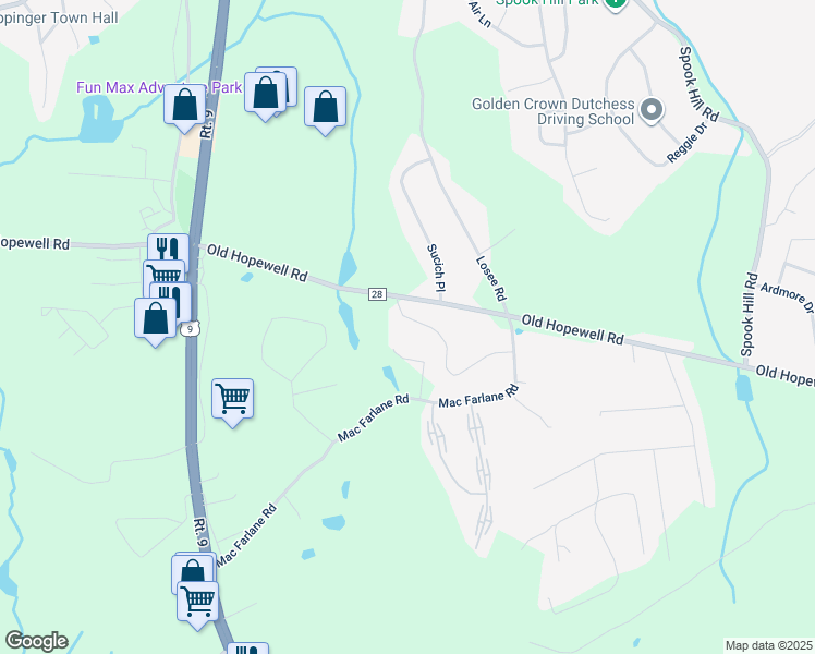 map of restaurants, bars, coffee shops, grocery stores, and more near 17 White Gate Road in Wappingers Falls