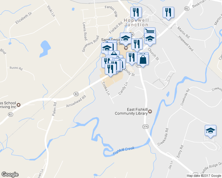 map of restaurants, bars, coffee shops, grocery stores, and more near 6 Trinka Ln in Hopewell Junction