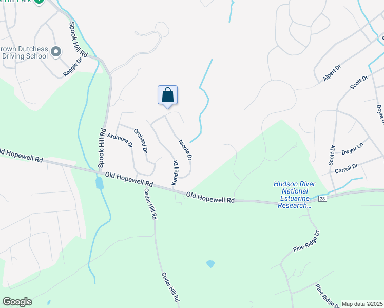 map of restaurants, bars, coffee shops, grocery stores, and more near 20 Nicole Drive in Wappingers Falls