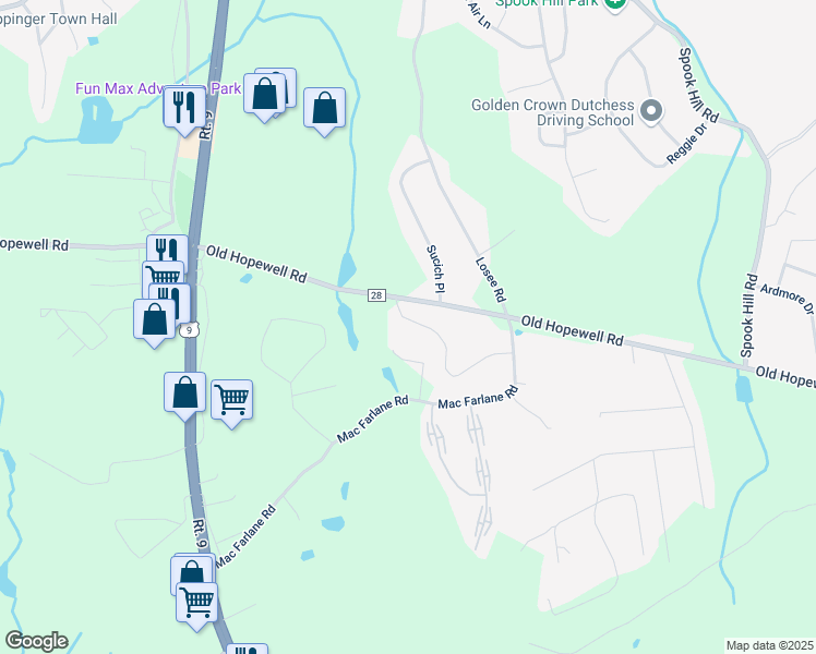 map of restaurants, bars, coffee shops, grocery stores, and more near 17 White Gate Road in Wappingers Falls