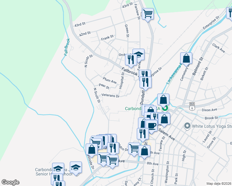 map of restaurants, bars, coffee shops, grocery stores, and more near 4 Apple Avenue in Carbondale