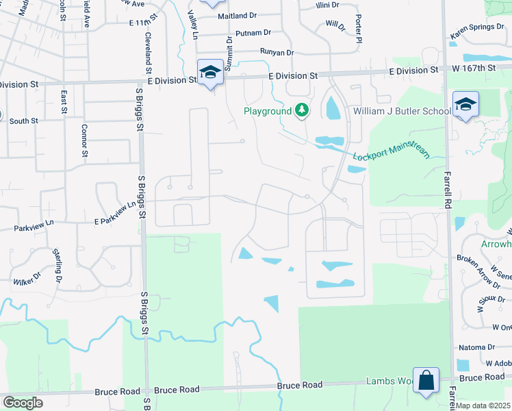 map of restaurants, bars, coffee shops, grocery stores, and more near 17012 Geneva Avenue in Lockport