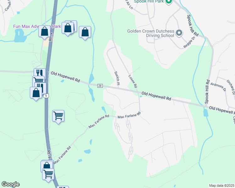 map of restaurants, bars, coffee shops, grocery stores, and more near 16 White Gate Road in Wappingers Falls