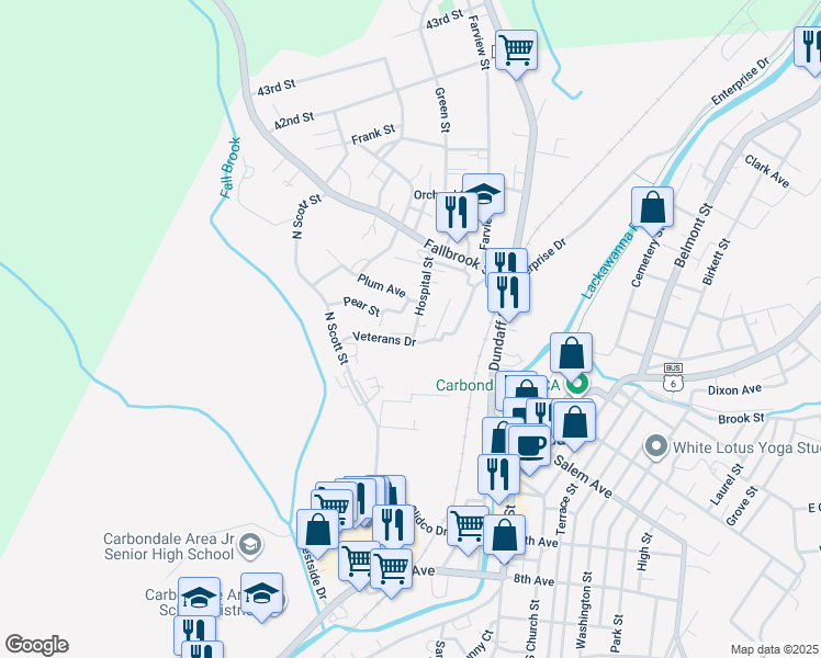 map of restaurants, bars, coffee shops, grocery stores, and more near 4 Apple Avenue in Carbondale