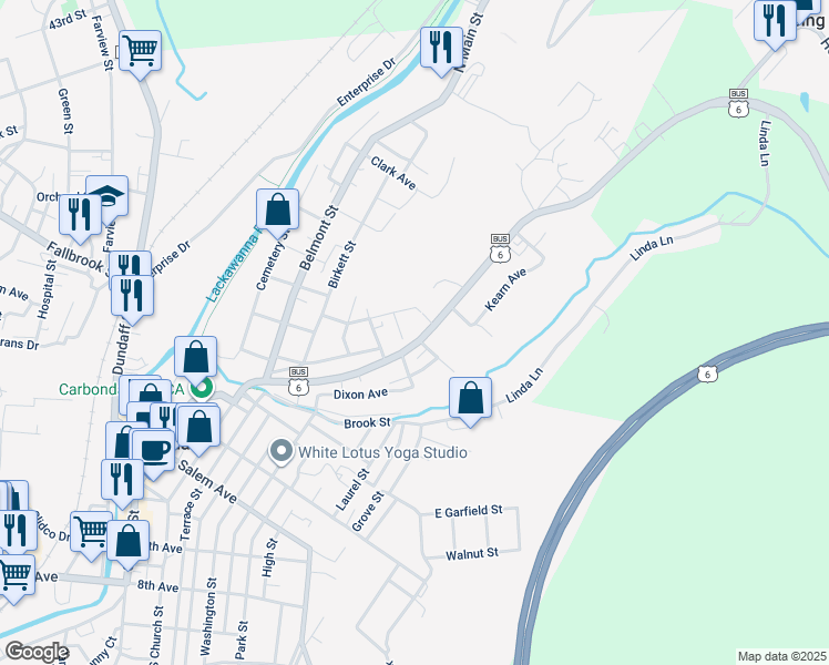 map of restaurants, bars, coffee shops, grocery stores, and more near 83 Canaan Street in Carbondale