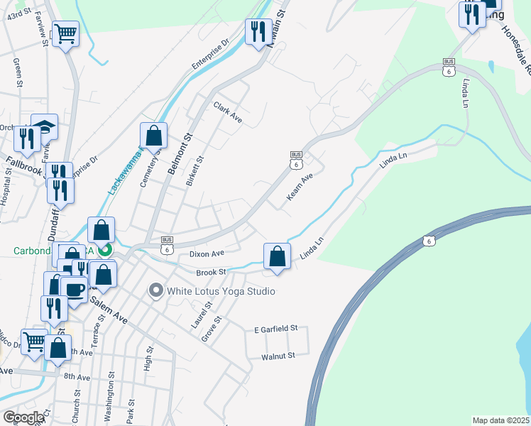 map of restaurants, bars, coffee shops, grocery stores, and more near 102 Canaan St in Carbondale