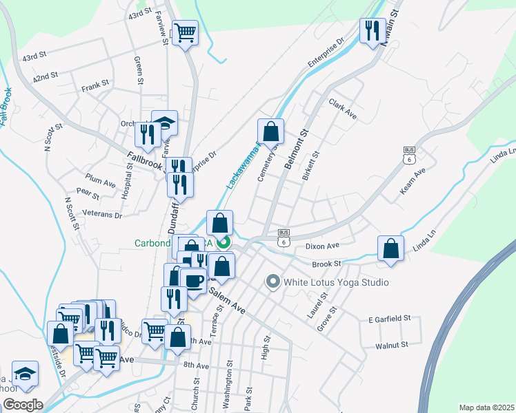 map of restaurants, bars, coffee shops, grocery stores, and more near 12 Cemetery St in Carbondale