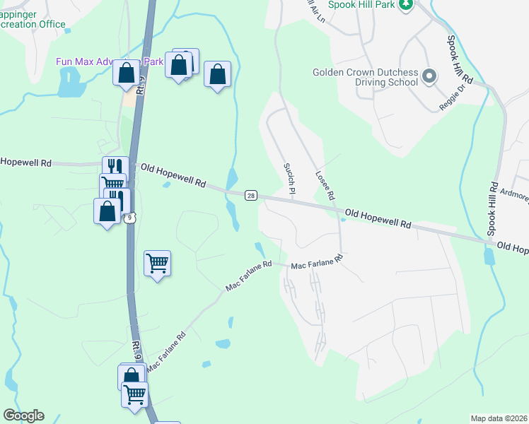map of restaurants, bars, coffee shops, grocery stores, and more near 17 White Gate Road in Wappingers Falls