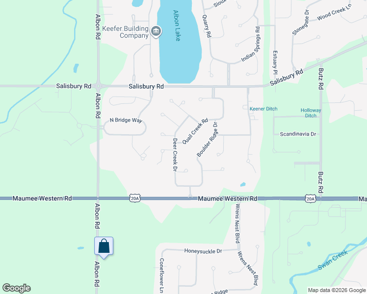 map of restaurants, bars, coffee shops, grocery stores, and more near 7909 Quail Creek Road in Maumee