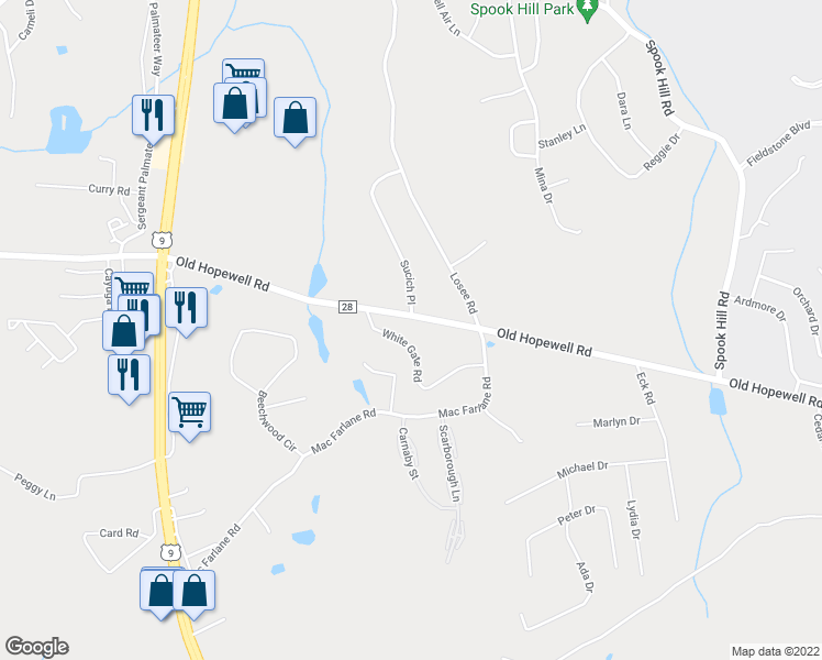 map of restaurants, bars, coffee shops, grocery stores, and more near 16 White Gate Drive in Wappingers Falls