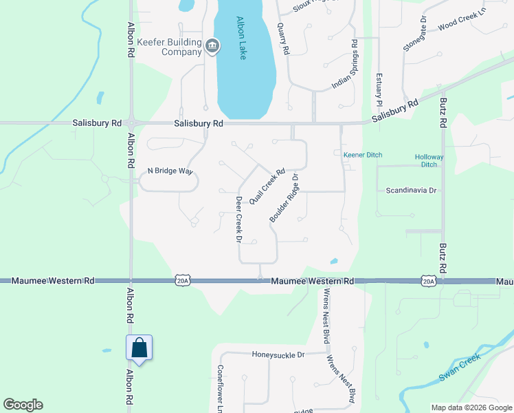 map of restaurants, bars, coffee shops, grocery stores, and more near 7909 Quail Creek Road in Maumee