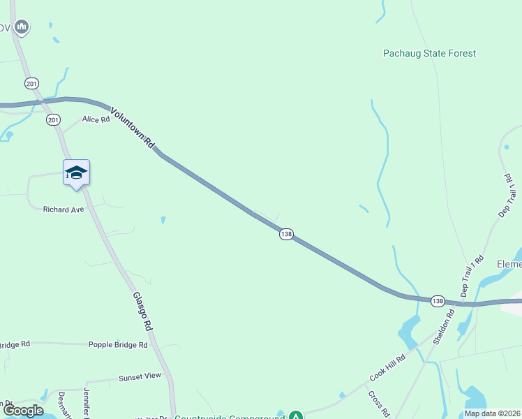 map of restaurants, bars, coffee shops, grocery stores, and more near 1440 Voluntown Road in Griswold