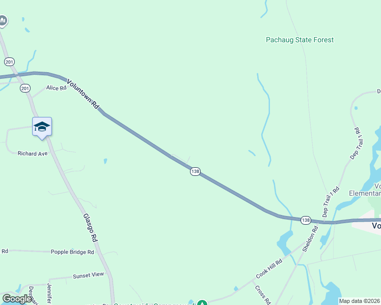 map of restaurants, bars, coffee shops, grocery stores, and more near 1440 Voluntown Road in Griswold