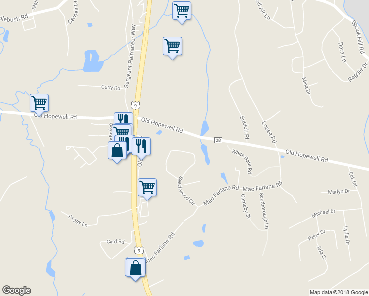 map of restaurants, bars, coffee shops, grocery stores, and more near 27 Beechwood Circle in Wappingers Falls