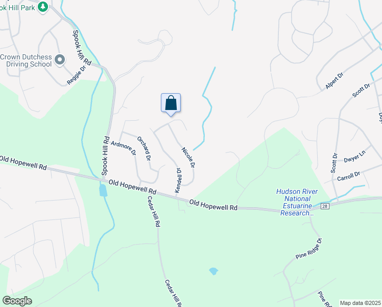 map of restaurants, bars, coffee shops, grocery stores, and more near 20 Nicole Drive in Wappingers Falls