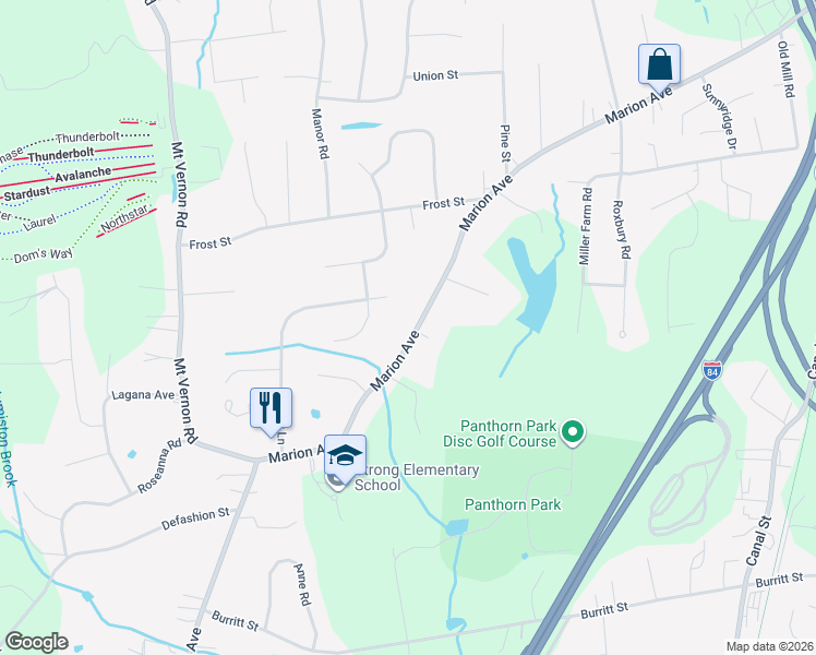 map of restaurants, bars, coffee shops, grocery stores, and more near 638 Marion Avenue in Southington