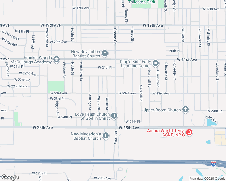 map of restaurants, bars, coffee shops, grocery stores, and more near 3101 West 23rd Avenue in Gary