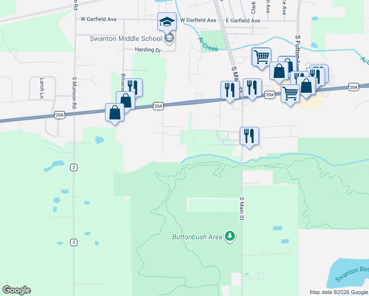 map of restaurants, bars, coffee shops, grocery stores, and more near 233 Maddie Street in Swanton