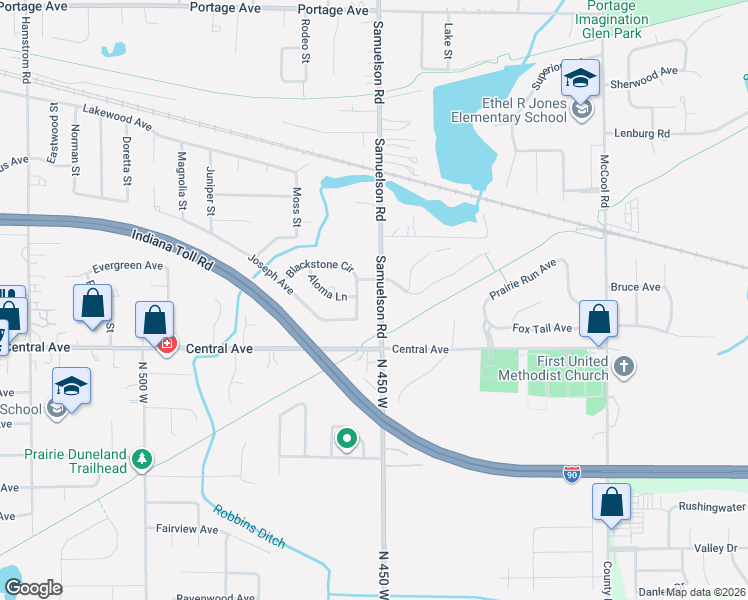 map of restaurants, bars, coffee shops, grocery stores, and more near 2579 Blackstone Circle in Portage