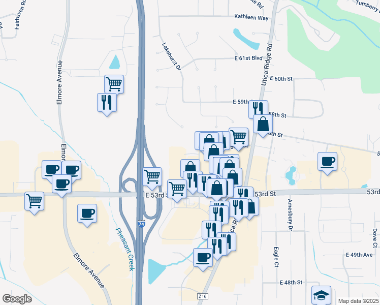 map of restaurants, bars, coffee shops, grocery stores, and more near 5450 Corporate Park Dr in Davenport