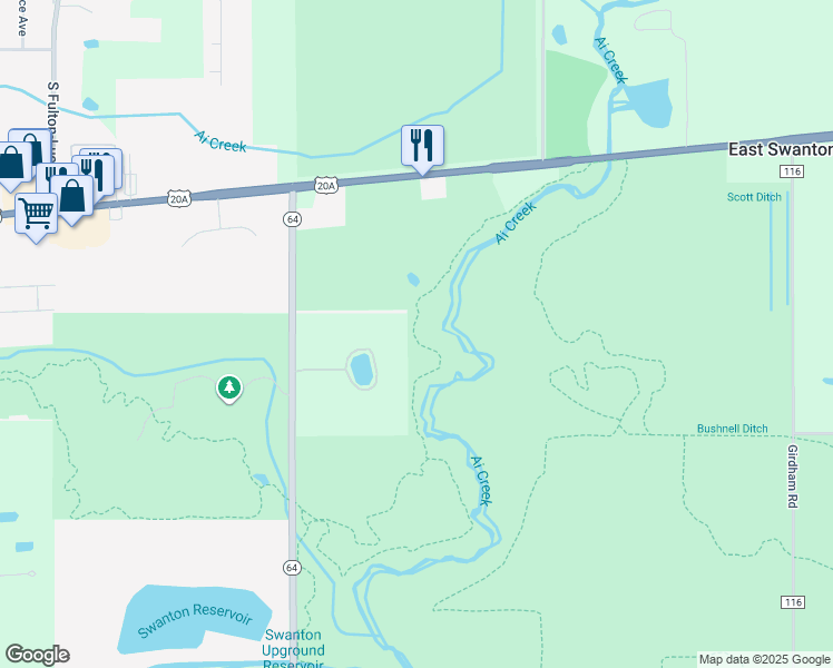 map of restaurants, bars, coffee shops, grocery stores, and more near in Swanton