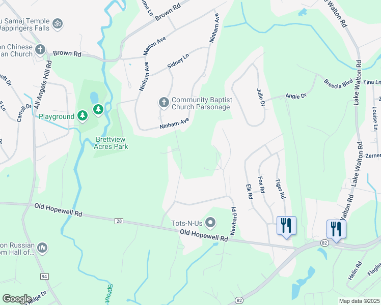 map of restaurants, bars, coffee shops, grocery stores, and more near 64 Marges Way in Hopewell Junction