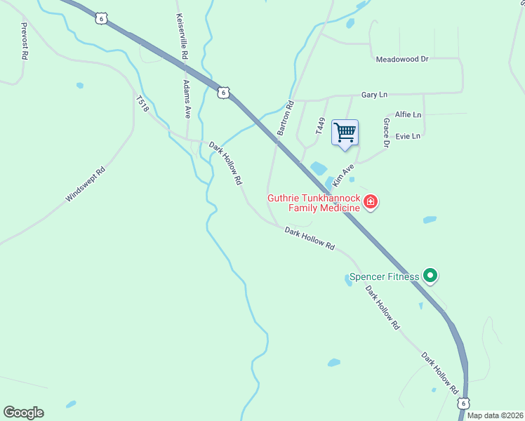 map of restaurants, bars, coffee shops, grocery stores, and more near 7 Hollow Crest Road in Tunkhannock