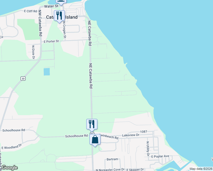 map of restaurants, bars, coffee shops, grocery stores, and more near 564 Twin Beach in Port Clinton