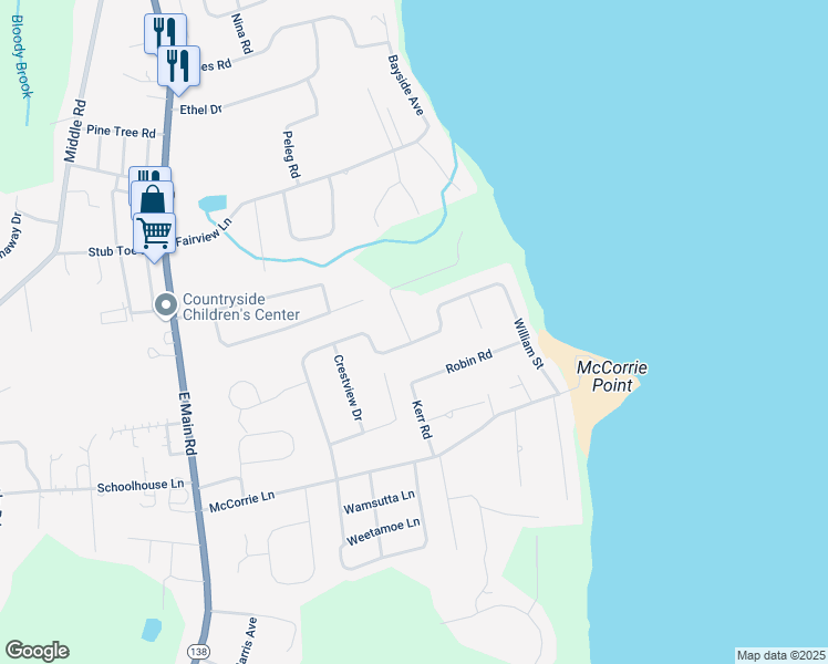 map of restaurants, bars, coffee shops, grocery stores, and more near 5 Julia Court in Portsmouth