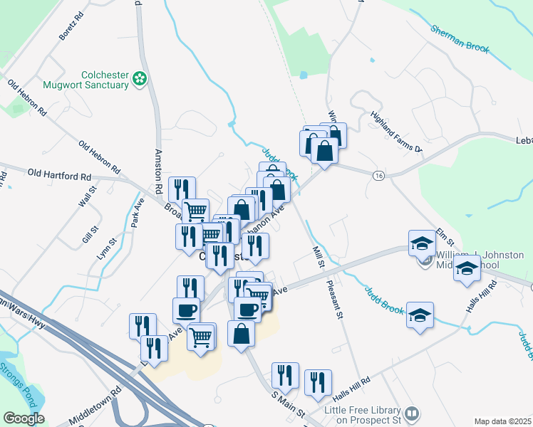 map of restaurants, bars, coffee shops, grocery stores, and more near 28 Hammond Court in Colchester