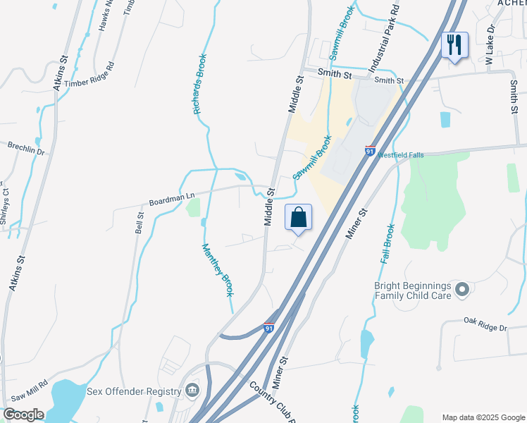map of restaurants, bars, coffee shops, grocery stores, and more near 275 Middle Street in Middletown