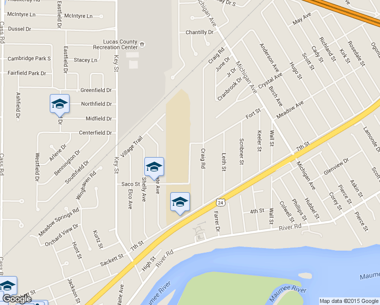 map of restaurants, bars, coffee shops, grocery stores, and more near Maumee High School Drive in Maumee
