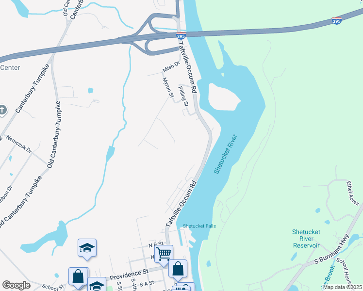 map of restaurants, bars, coffee shops, grocery stores, and more near 16 Elwood Lane in Norwich
