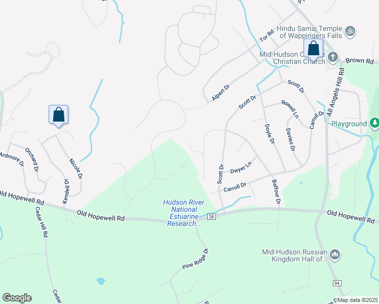 map of restaurants, bars, coffee shops, grocery stores, and more near 5 Maxwell Place in Wappingers Falls