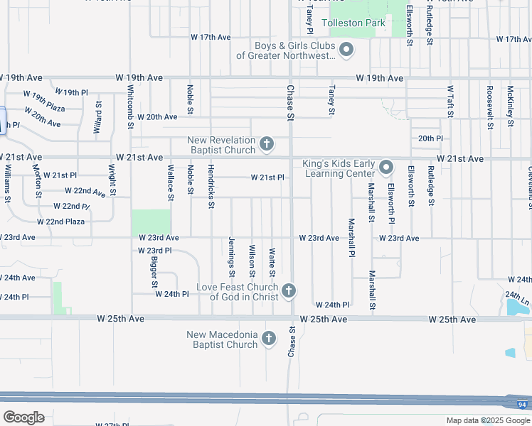 map of restaurants, bars, coffee shops, grocery stores, and more near 2209 Waite Street in Gary