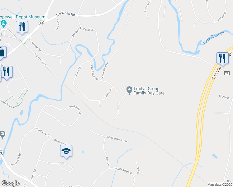 map of restaurants, bars, coffee shops, grocery stores, and more near 260 Oak Ridge Road in Hopewell Junction