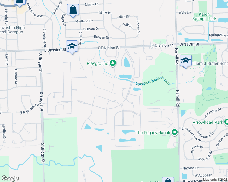map of restaurants, bars, coffee shops, grocery stores, and more near 1722 Peachtree Ln in Lockport