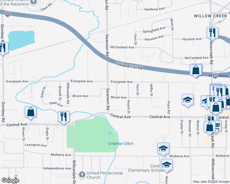 map of restaurants, bars, coffee shops, grocery stores, and more near 2536 Contact Street in Portage