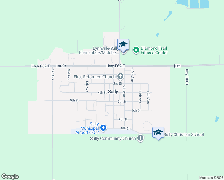 map of restaurants, bars, coffee shops, grocery stores, and more near in Sully