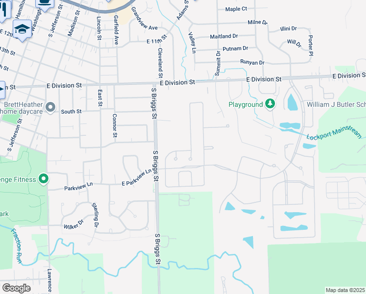 map of restaurants, bars, coffee shops, grocery stores, and more near 17500 Bonneville Street in Lockport